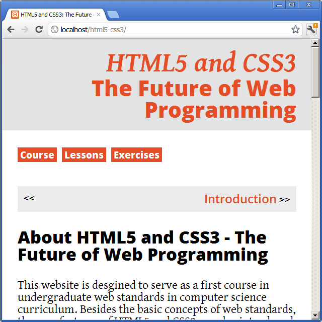 Screenshot of the website with a horizontal resolution of 640 pixels