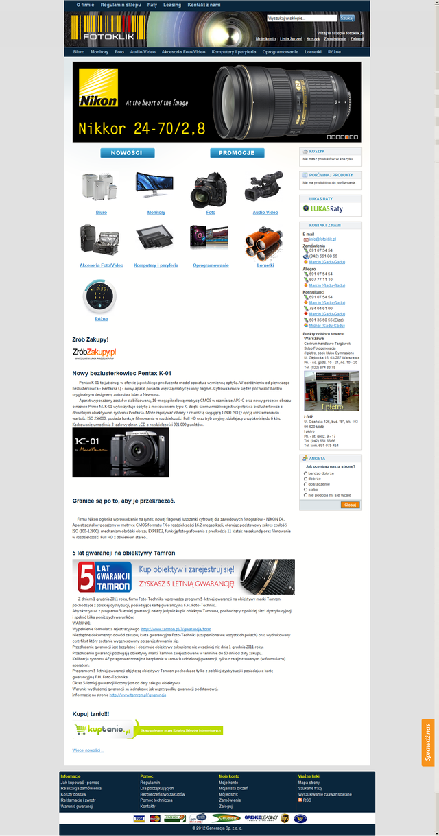 Screenshot of Fotoklik web page