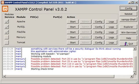 Screenshot of XAMPP Control Panel 3 Beta