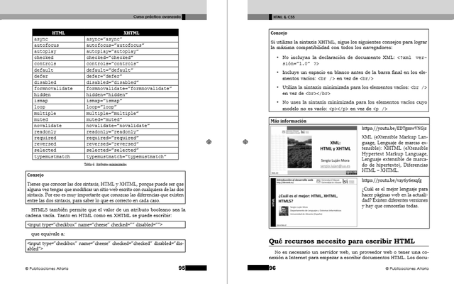 Interior del libro 'HTML & CSS: Curso práctico avanzado' por Sergio Luján Mora