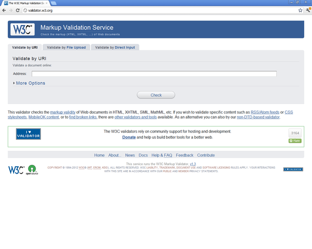 Screenshot of The World Wide Web Consortium Markup Validator web page